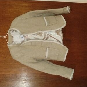 Chic Beige Blazer with White Accents